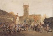 The Pig Market,Bedford with a View of St Mary's Church (mk47) William Henry Pyne